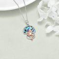wholesale 925 Sterling Silver Abalone Shell Frog on Mushroom Pendant Necklace for Women and Girls-0-3