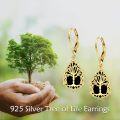 wholesale 925 Sterling Silver Gold Plated Black Onyx Tree of Life Drop Earrings for Women and Girls-0-5