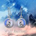wholesale Wolf Earrings For Women Opal Moon S925 Sterling Silver Dangle Drop Hook Earrings -0-1
