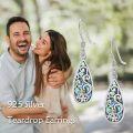 wholesale 925 Sterling Silver Abalone Shell Floral Drop Earrings for Women-0-3