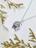 TOUPOP Sterling Silver Nightmare Jewelry Skull Heart Moon Pendant Necklace-0-3