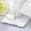 wholesale 925 Sterling Silver Hypoallergenic Dog Head in Heart Pendant Necklace for Sister Dog Lovers Gifts-0-2