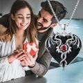 wholesale 925 Sterling Silver Heart-Shaped Red Stone Double Dragon Pendant Necklace-0-5