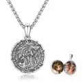 wholesale 925 Sterling Silver Personalized Photo Frame Round Wolf Head Charm Pendant Necklaces for Women Men  48cm Chain Length-0-0