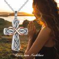 wholesale 925 Sterling Silver Celtic Knot Urn Pendant with Rose Gold and Black Engraved Cross - Ashes Holder Necklace for Women & Men-0-4