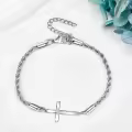 wholesale 925 Sterling Silver Origami Cross Charm Chain Bracelet Wholesale s for Women and Girls-0-3