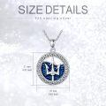 wholesale 925 Sterling Silver Trident Pendant Necklace with Blue Enamel Waves and Greek Key Design - Ocean Inspired Jewelry for Women & Men-0-4