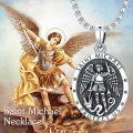 TOUPOP Sterling Silver St Michael Necklace Religious Protection Pendant-0-1