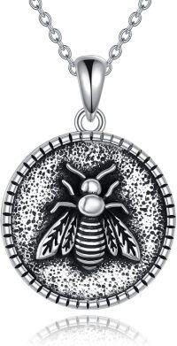 wholesale 925 Sterling Silver Bee Pendant Necklace - Lovely Embossed Design, Meaningful Gift for Bee Lovers, Adjustable Chain-Coin