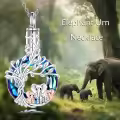 TOUPOP Sterling Silver Crystal Elephant Urn Necklace For Ashes-0-2