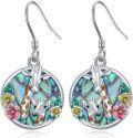 wholesale 925 Sterling Silver Giraffe & Flowers Abalone Shell Drop Earrings for Women-0-0