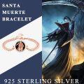wholesale Rose Gold 925 Sterling Silver Santa Muerte Charm Bracelet with Black Onyx Stone and Religious Symbol Pendant-0-6