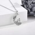 wholesale 925 Sterling Silver Moon Howling Wolf Pendant Necklace - Gifts for Women & Moms on Birthdays-0-1