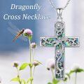 wholesale 925 Sterling Silver Cross Pendant Necklace With Abalone Shell Hummingbird Flower Design-0-19
