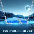 wholesale 925 Sterling Silver Blue Opal Leaf Bar Pendant Necklace s for Women Girls-0-5