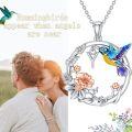 wholesale 925 Sterling Silver Hummingbird and Flower Pendant Necklaces for Women Girls Gifts -0-4