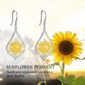 wholesale 925 Sterling Silver Sunflower Teardrop Dangle Earrings for Women Mother's Day Gift-0-5