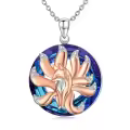 wholesale 925 Sterling Silver Blue Crystal Fox Pendant Necklace-0-0
