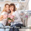 wholesale 925 Sterling Silver Mom Infinity Heart Necklace With Pink Rose-0-4