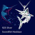 wholesale 925 Sterling Silver Abalone Shell Marlin Fish Pendant Necklace Punk Fishing Jewelry for Women and Men-0-2