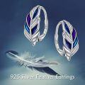 wholesale 925 Sterling Silver Gold/Rose/White Gold Plated Feather Earrings 16mm Bohemian Gift for Women Men-0-5