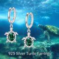 wholesale 925 Sterling Silver Turtle Green Crystal Drop Earrings for Animal Lovers-0-4