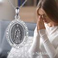 wholesale 925 Sterling Silver Miraculous Medal Pendant Necklace with Chain - Catholic Gift for Women and Men-0-4
