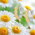 wholesale 925 Sterling Silver Gold Plated Daisy Flower Huggie Hoop Earrings for Women and Girls 2 Pairs Set-0-1