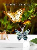 wholesale 925 Sterling Silver Blue Green Abalone Shell Butterfly Pendant Necklace for Women -0-4