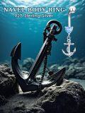 wholesale 925 Sterling Silver Anchor Belly Button Ring with Blue Heart Stone Navel Piercing Jewelry for Women Gifts-0-5