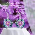wholesale 925 Sterling Silver Blue Lotus Crystal Drop Earrings for Women-0-1