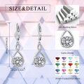 wholesale 925 Sterling Silver Birthstone Threader Earrings Infinity Long Chain Drop Pull Through 12 Stone Birthday Jewelry Gifts for Women-0-148