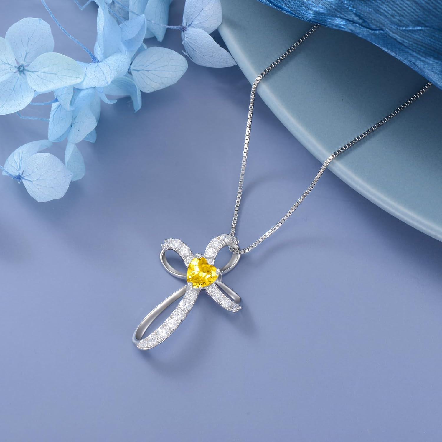  Sterling Silver Birthstone Cross Necklace for Women Birthday Mother s Day Gift ( )-0-4