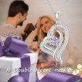 TOUPOP Sterling Silver Alexandrite Double Heart Pendant Necklace-0-2