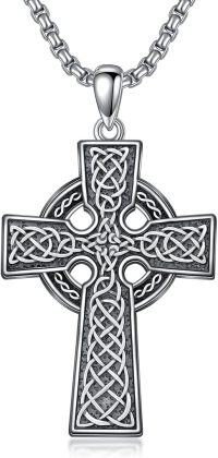 wholesale 925 Sterling Silver Celtic Knot Cross Pendant Necklace  for Men & Women - Protection Amulet Religious Jewelry with 24+2mm Rolo Chain (Gift Included)-C4-Celtic Knot