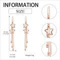 wholesale Rose Gold 925 Sterling Silver Star Drop Threader Earrings with Beaded Chains for Women and Teenagers - Hypoallergenic Jewelry-0-2