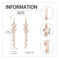 wholesale Rose Gold 925 Sterling Silver Star Drop Threader Earrings with Beaded Chains for Women and Teenagers - Hypoallergenic Jewelry-0-2