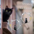 wholesale 925 Sterling Silver Cat Moon Star Studs Hoops  for Women Girls-0-5