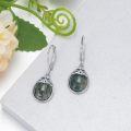 wholesale 925 Sterling Silver Green Moss Agate Triquetra Drop Earrings-0-2