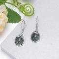 wholesale 925 Sterling Silver Green Moss Agate Triquetra Drop Earrings-0-2