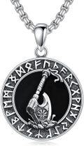 wholesale 925 Sterling Silver Viking Pendant - Thor's Hammer Mjolnir Compass Raven Valknut Runes Norse Mythology Jewelry for Men Women -0-0