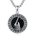 wholesale 925 Sterling Silver Norse Rune Black Obsidian Viking Axe Pendant Necklace-0-0