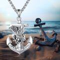 wholesale 925 Sterling Silver Eagle on Anchor Pendant Necklace for Men Sailor's Gifts-0-5