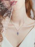 wholesale 925 Sterling Silver Purple Gemstone Lotus Necklace-0-1