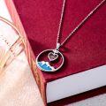 wholesale 925 Sterling Silver Heart & Mountain Pendant with Yellow Stone and Cross Charm - Christian Faith  for Women-0-2