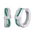 wholesale 925 Sterling Silver Twisted Hoop Earrings Wholesale With Emerald And Zircon Accents-0-0