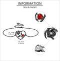 wholesale 925 Sterling Silver Red Heart & Black Rose Charm Bracelet Gift for Her-0-3