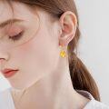 wholesale 925 Sterling Silver Teardrop Amber Feather Drop Earrings-0-3