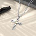 wholesale 925 Sterling Silver Infinity Cross Pendant with Cubic Zirconia Necklaces for Women s 45cm Chain Length-0-3