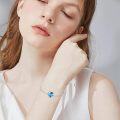 wholesale 925 Sterling Silver Heart-Shaped Blue Crystal Dolphin Charm Bangle Bracelet for Women's Gifts-0-3